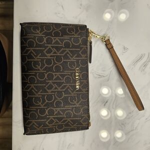Calvin Klein Brown Monogram Wristlet